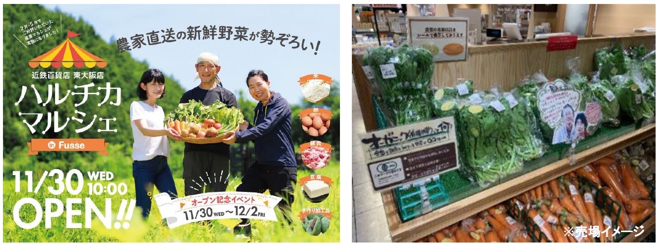 近鉄沿線の新鮮な野菜を販売する「ハルチカマルシェ」が、11月30日（水）東大阪店にオープン