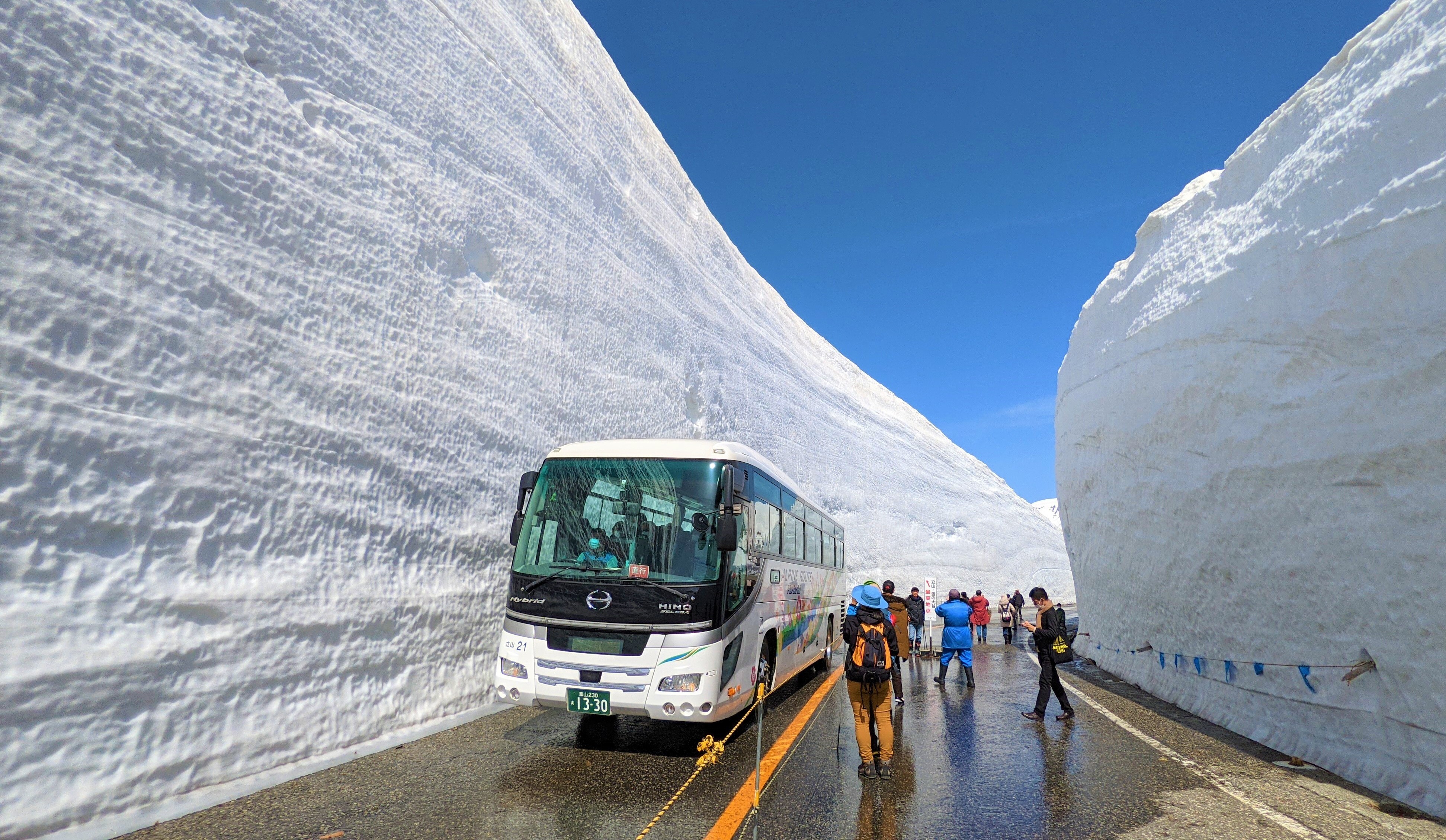 富山県と長野県とを結ぶ立山黒部アルペンルート、
4月15日(月)に全線開通！今年の雪の大谷の高さは14m！