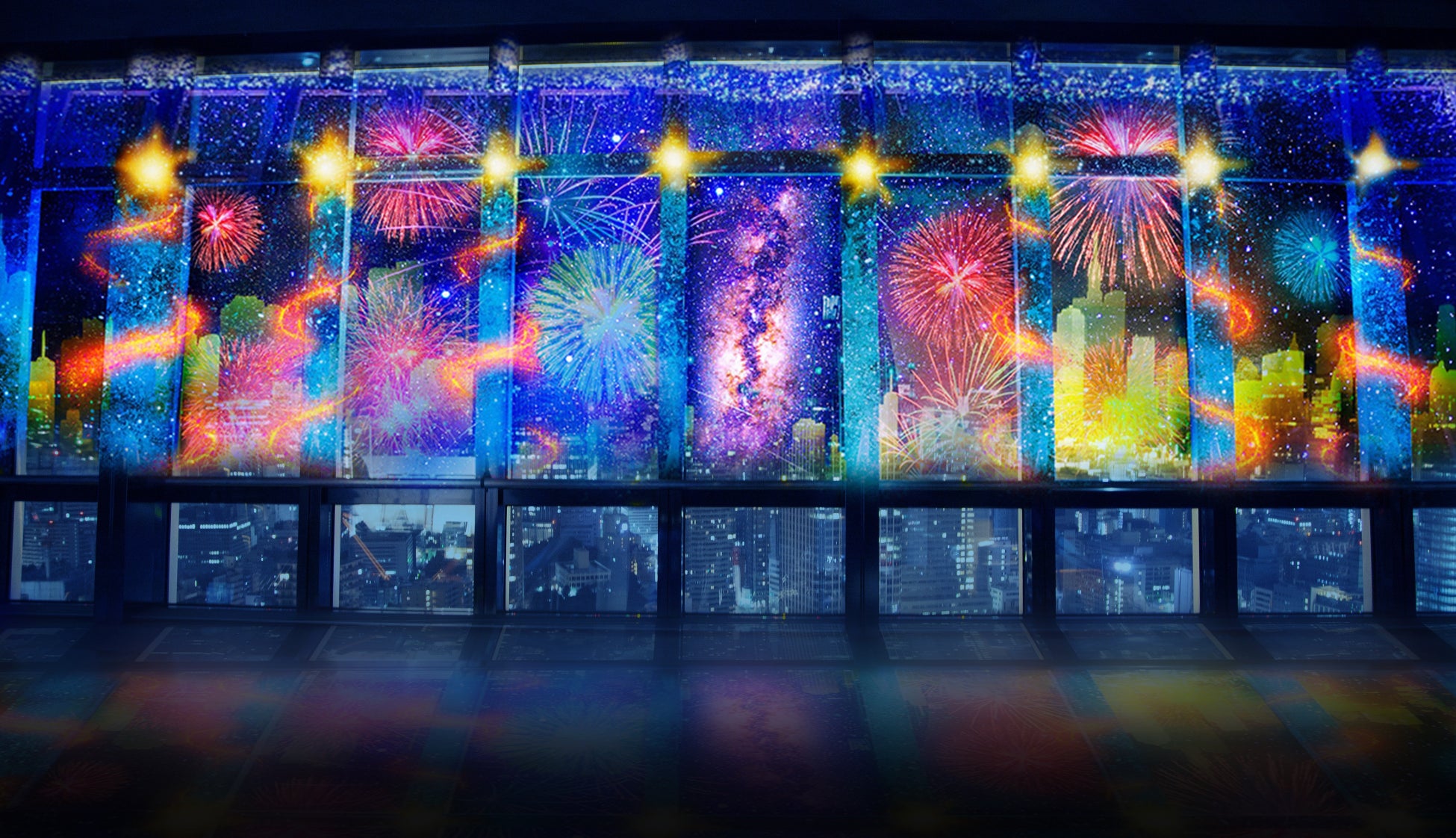 東京タワー×ネイキッド、東京夜景に広がるデジタル花火のマッピングショー