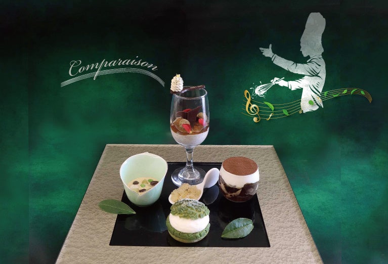 【ホテルグランヴィア和歌山】4種類のお茶(ほうじ茶・アールグレイ・抹茶・和紅茶)スイーツを食べ比べ “お茶のコンパレゾン”　～パティシエが奏でる四重奏～