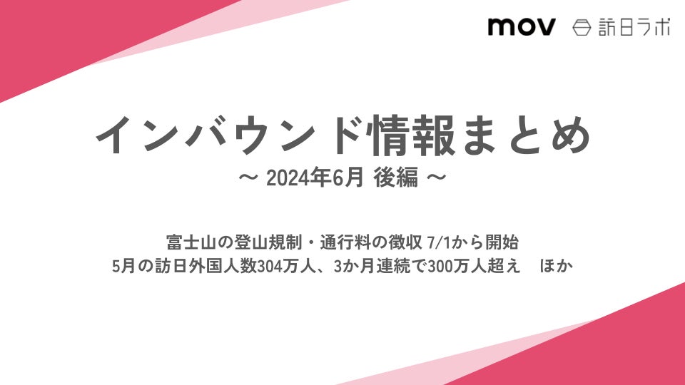 富士山の登山規制・通行料の徴収 7/1から開始：観光・インバウンドの最新動向がわかる！インバウンド情報まとめ「2024年6月後編」を訪日ラボが公開