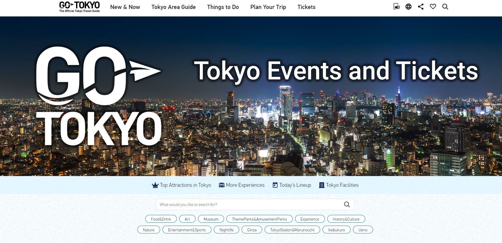 東京の観光をもっと楽しもう！ 東京の観光公式サイト「GO TOKYO」を通じて観光施設や公演等のチケットが購入できます