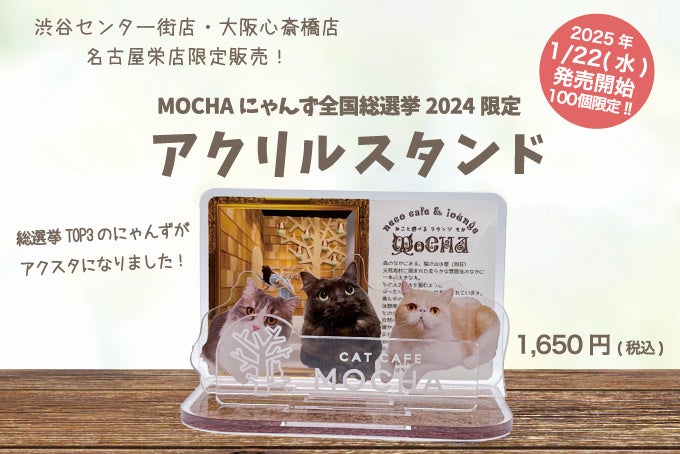 「MOCHAにゃんず全国総選挙2024」のTOP3が待望のグッズ化！限定アクリルスタンドを100個限定で発売決定！「MOCHAにゃんず全国総選挙2024 アクリルスタンド」