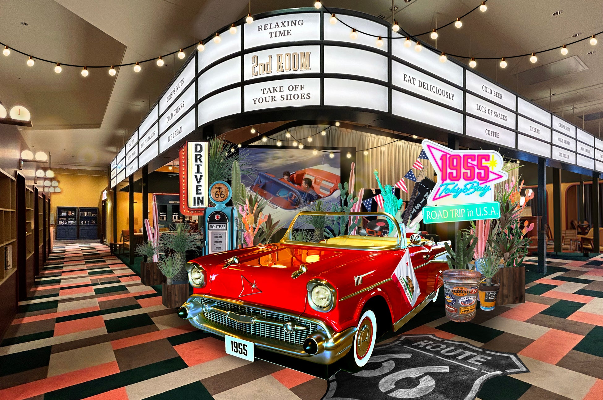 【1955 東京ベイ】50’sアメリカをドライブする気分で、4つの州にちなんだフードやゲームを仲間とわいわい楽しめるイベント「Road Trip in U.S.A. 1955」初開催