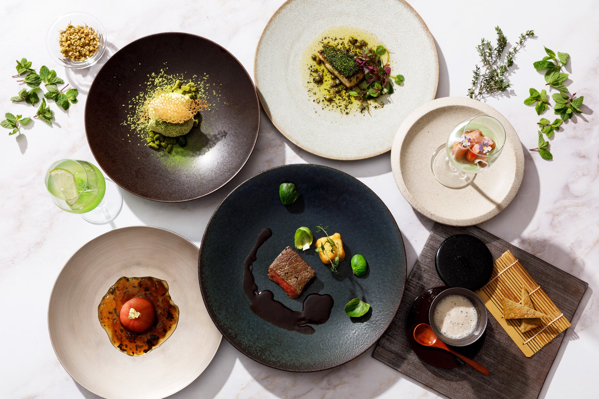 国産ハーブティーと八女茶のペアリングディナーコース「HERB MEETS TEA」
