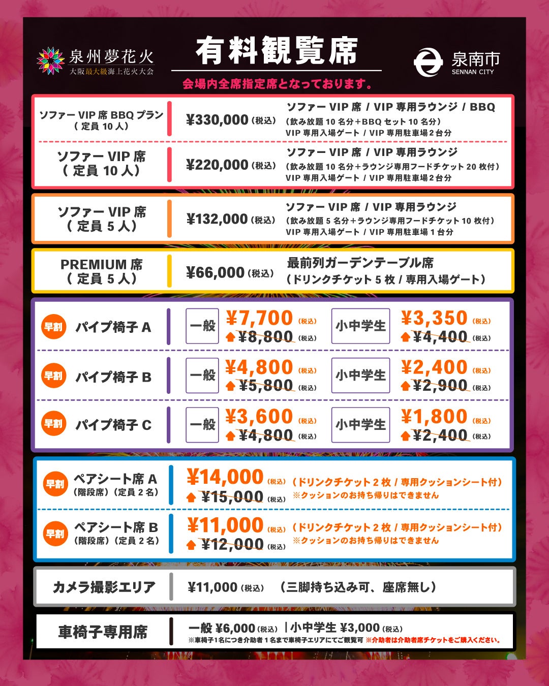 【大阪府泉南市】大阪最大級海上花火大会“泉州夢花火” in 泉南 本日5月23日(金)先行販売開始！数量限定お得な早割チケットあり！