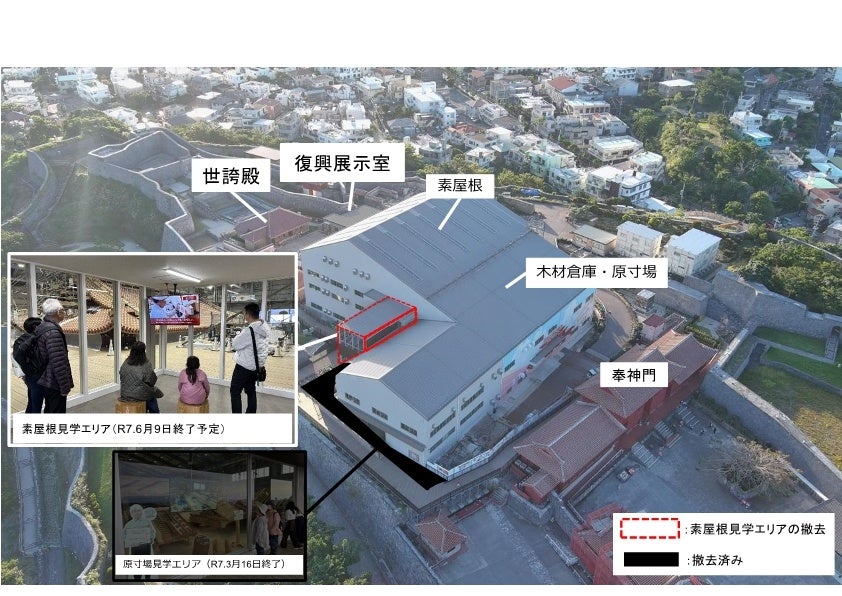 【首里城公園】首里城正殿　素屋根見学エリアの一般公開はまもなく終了
