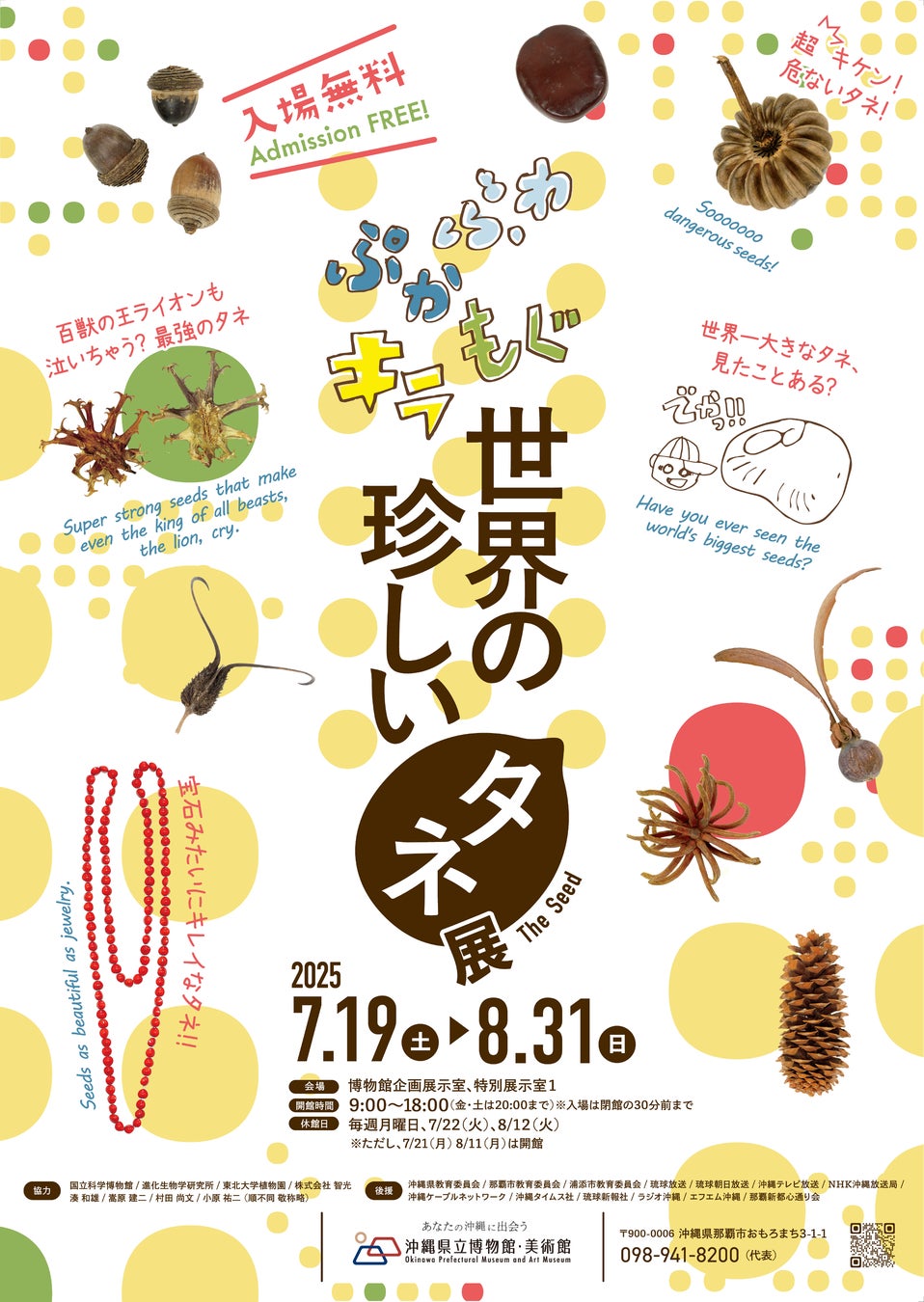 【沖縄県立博物館美術館】夏休みの自由研究に！世界の珍しいタネ展を開催！