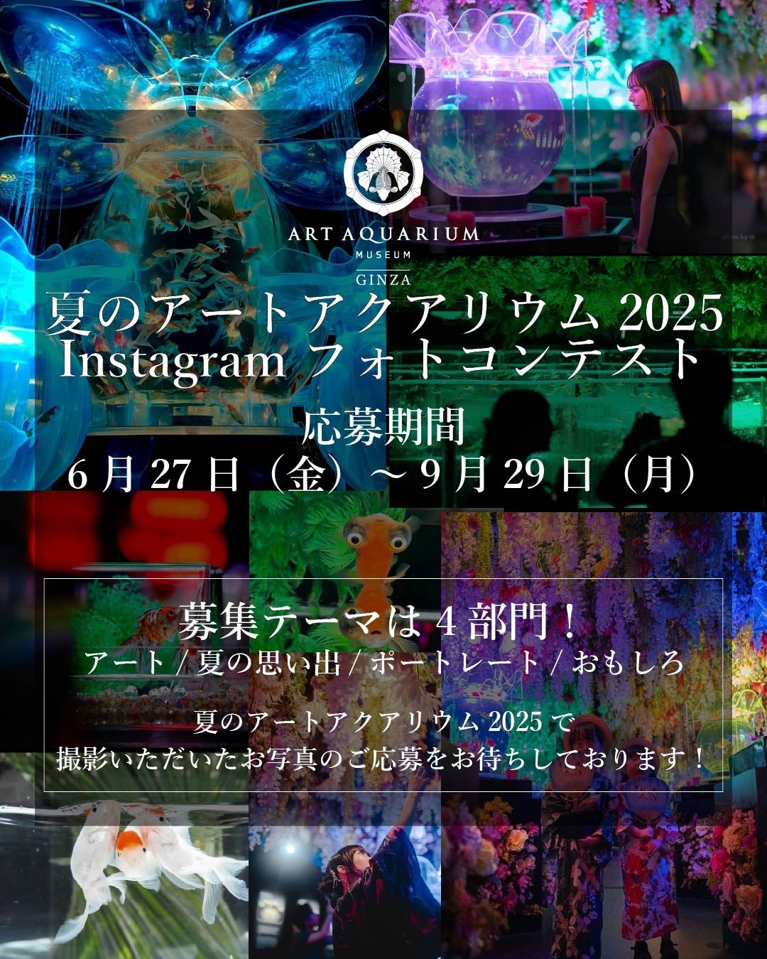 夏のアートアクアリウム2025 進化するアートを撮影！SNSフォトコンテストを開催します 映える、撮る、好きになる！応募期間：2025年6月27日（金）～9月29日（月）
