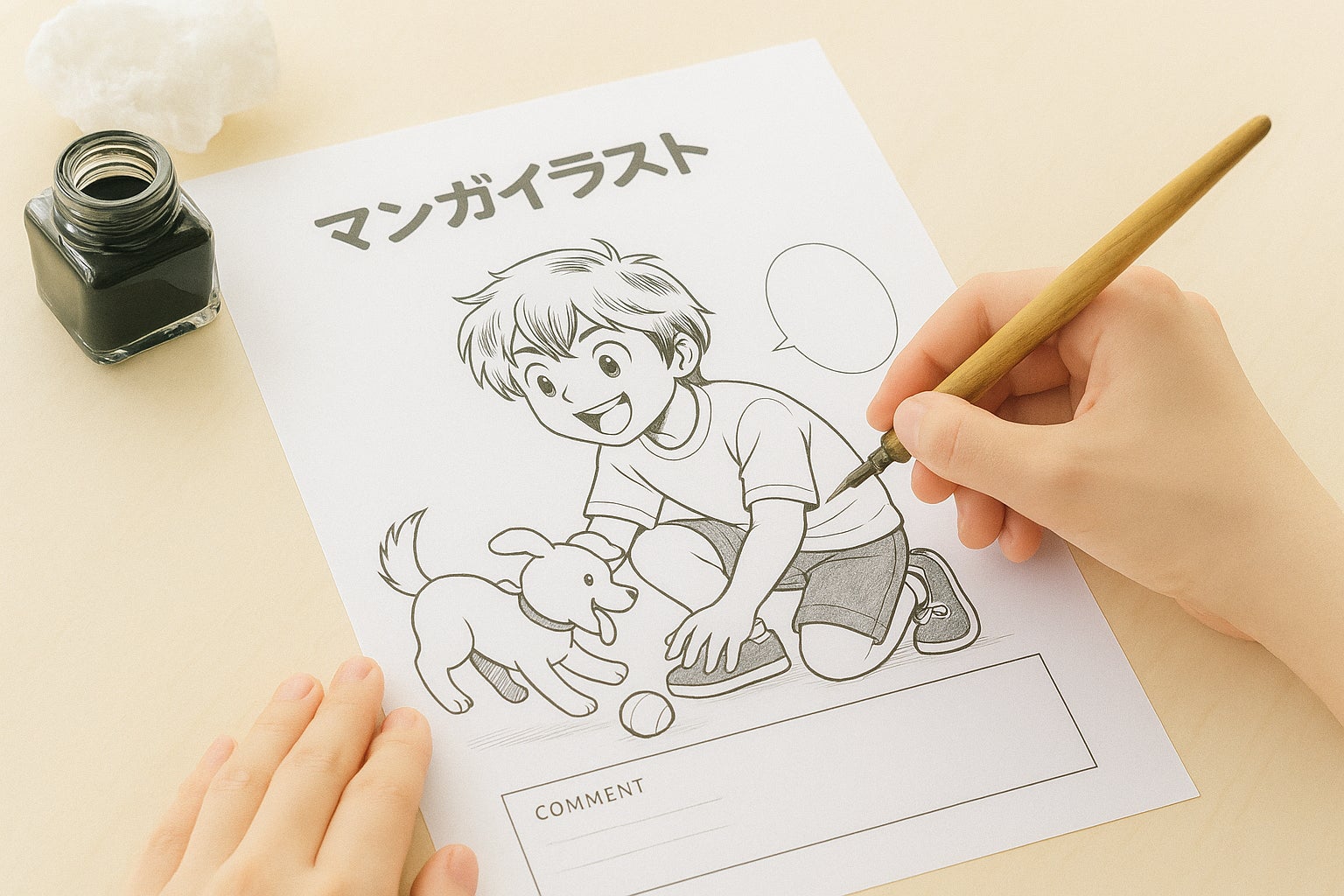 【オリエンタルホテル 東京ベイ】夏休みの自由課題にも最適！小学生を対象にした「マンガ家体験（ペン入れ）」ワークショップ開催日本マンガ塾の講師がプロの技や知識を伝授