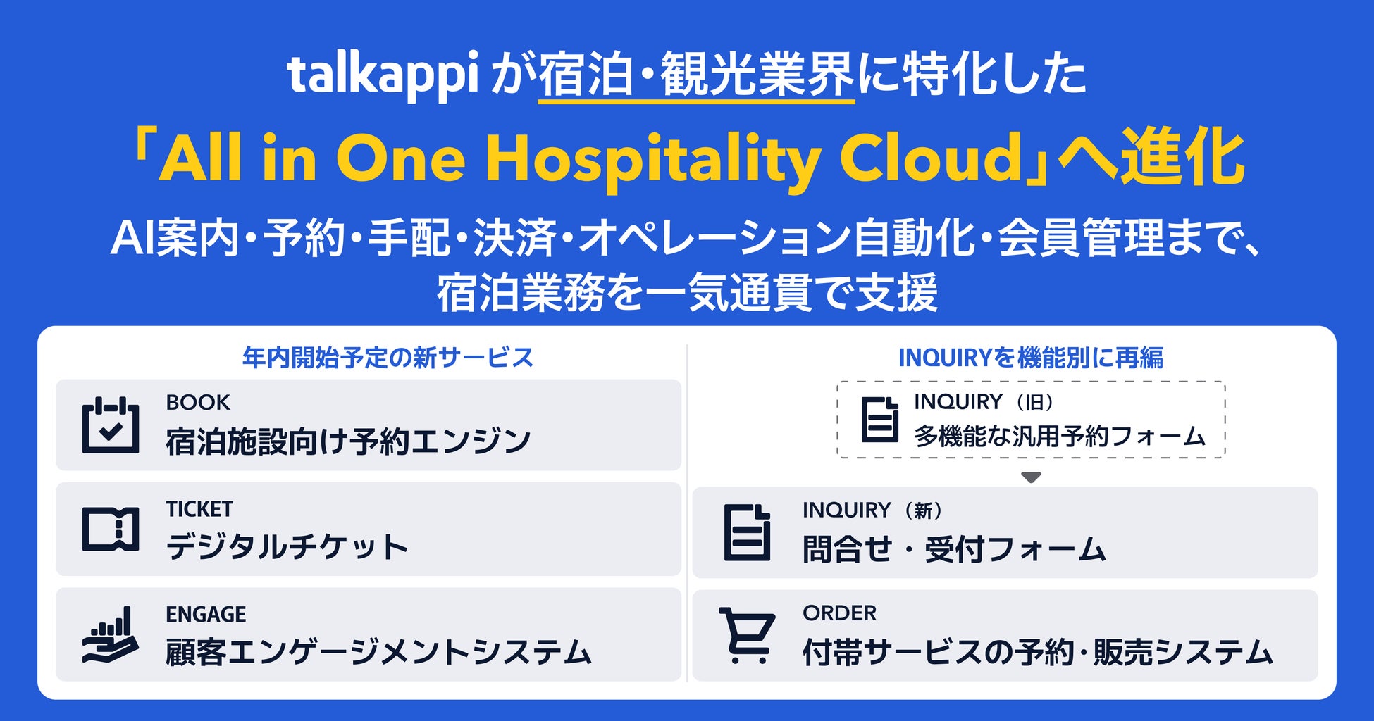 talkappiが宿泊・観光業界に特化した「All in One Hospitality Cloud」へ進化