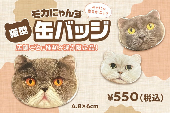 猫好き待望の新作グッズ、“推しにゃんず”を身につけて楽しめるMOCHAの猫型缶バッジ第1弾が、少量限定生産でついに登場「モカにゃんず猫型缶バッジ 〜vol.1〜」