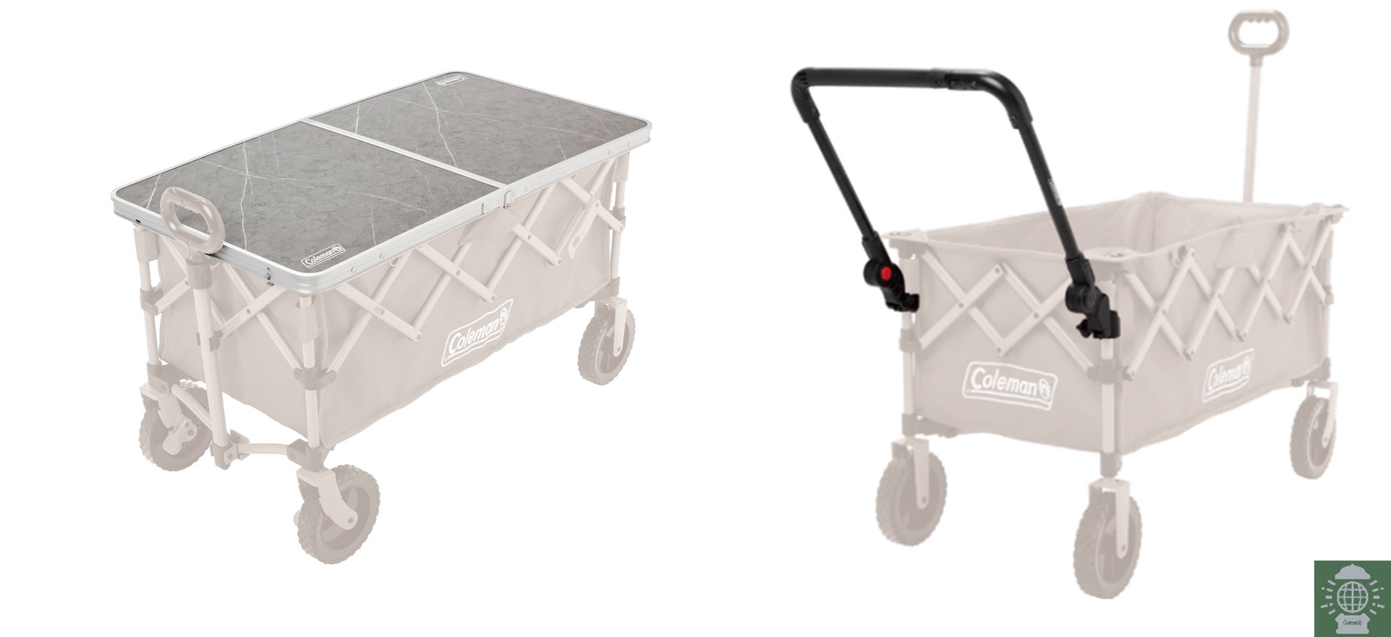 コールマン、ワゴンテーブルとプッシュハンドルを発売