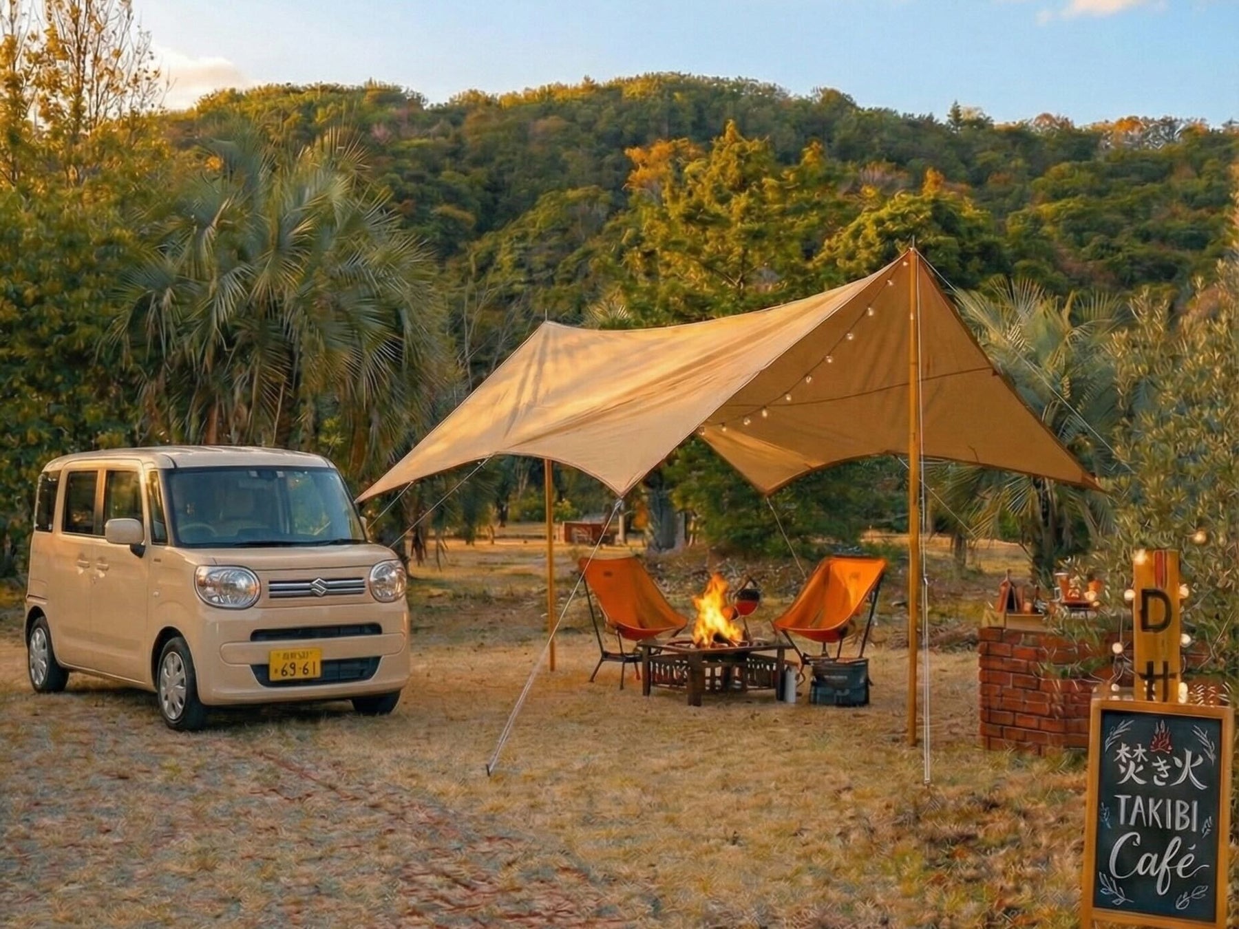 ザランタン東かがわに「焚き火カフェ」がオープン閑散期のキャンプ場を活用し、手ぶらで楽しめるアウトドア体験を提供