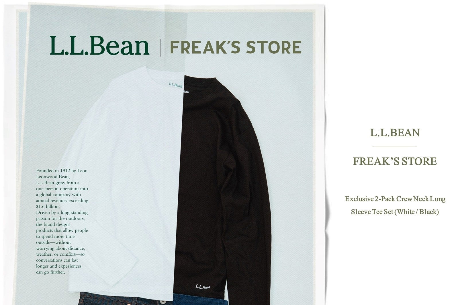 FREAK’S STOREが「L.L.Bean(エルエルビーン)」に別注した、1度で2色を楽しめるパックTシャツが登場。