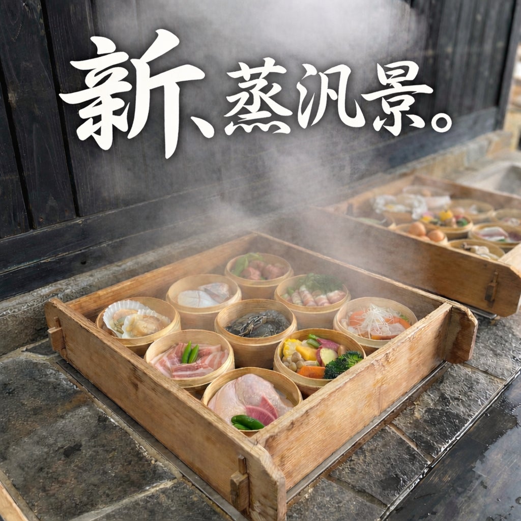 別府名物「地獄蒸し」は“体験”から“料理”へ。ひょうたん温泉内「蒸汎景」が地獄蒸し料理専門店としてリニューアル