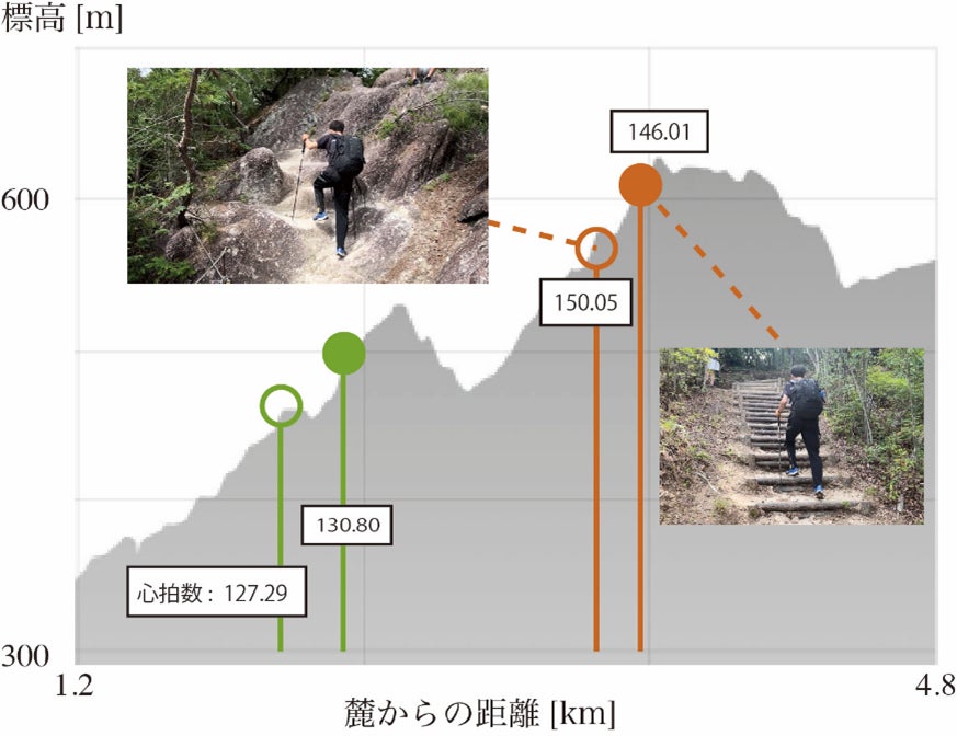 トレッキングポールの使い方、坂道の高さで変わる