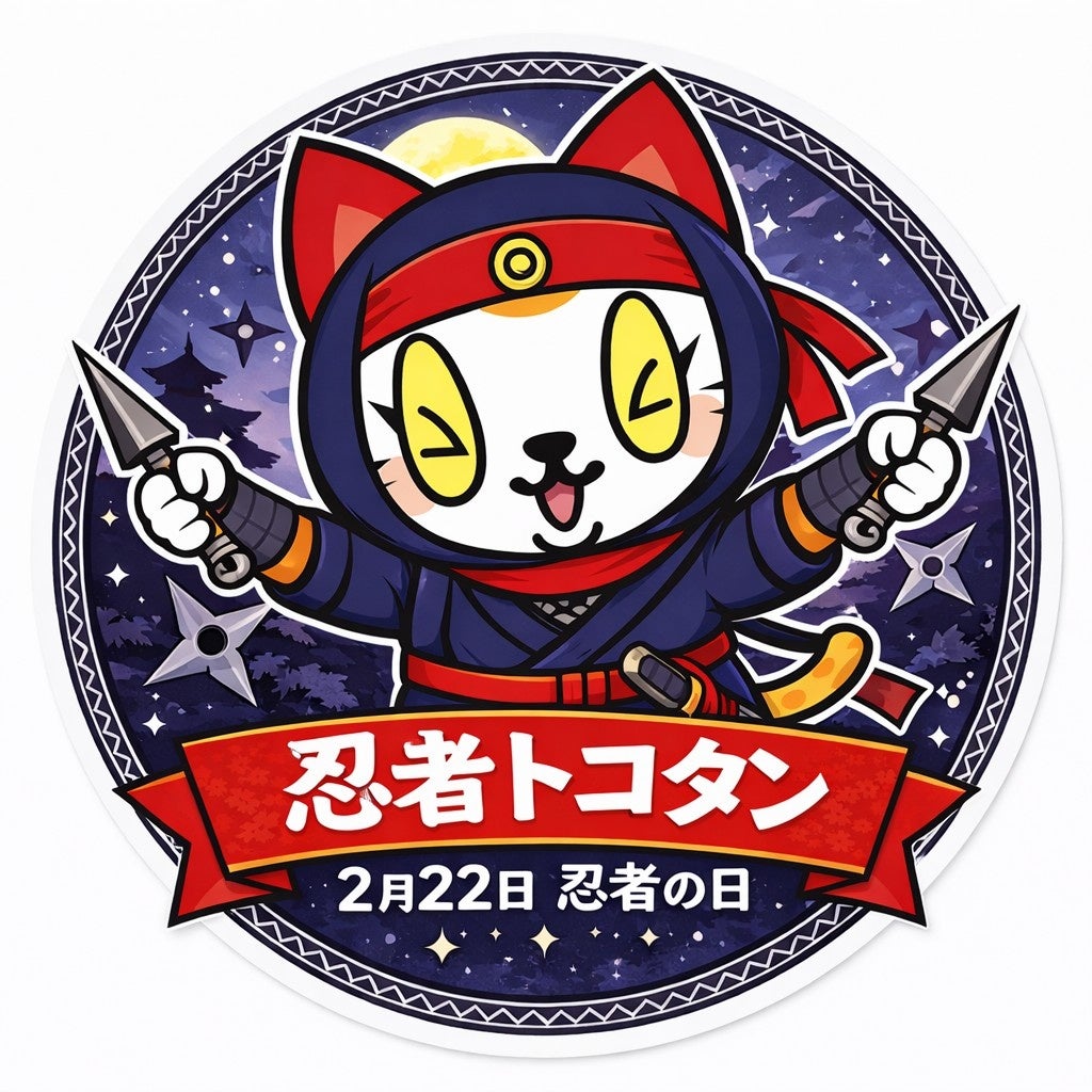常滑市キャラクター「トコタン」忍者ステッカーが猫の日・忍者の日だけの限定販売決定