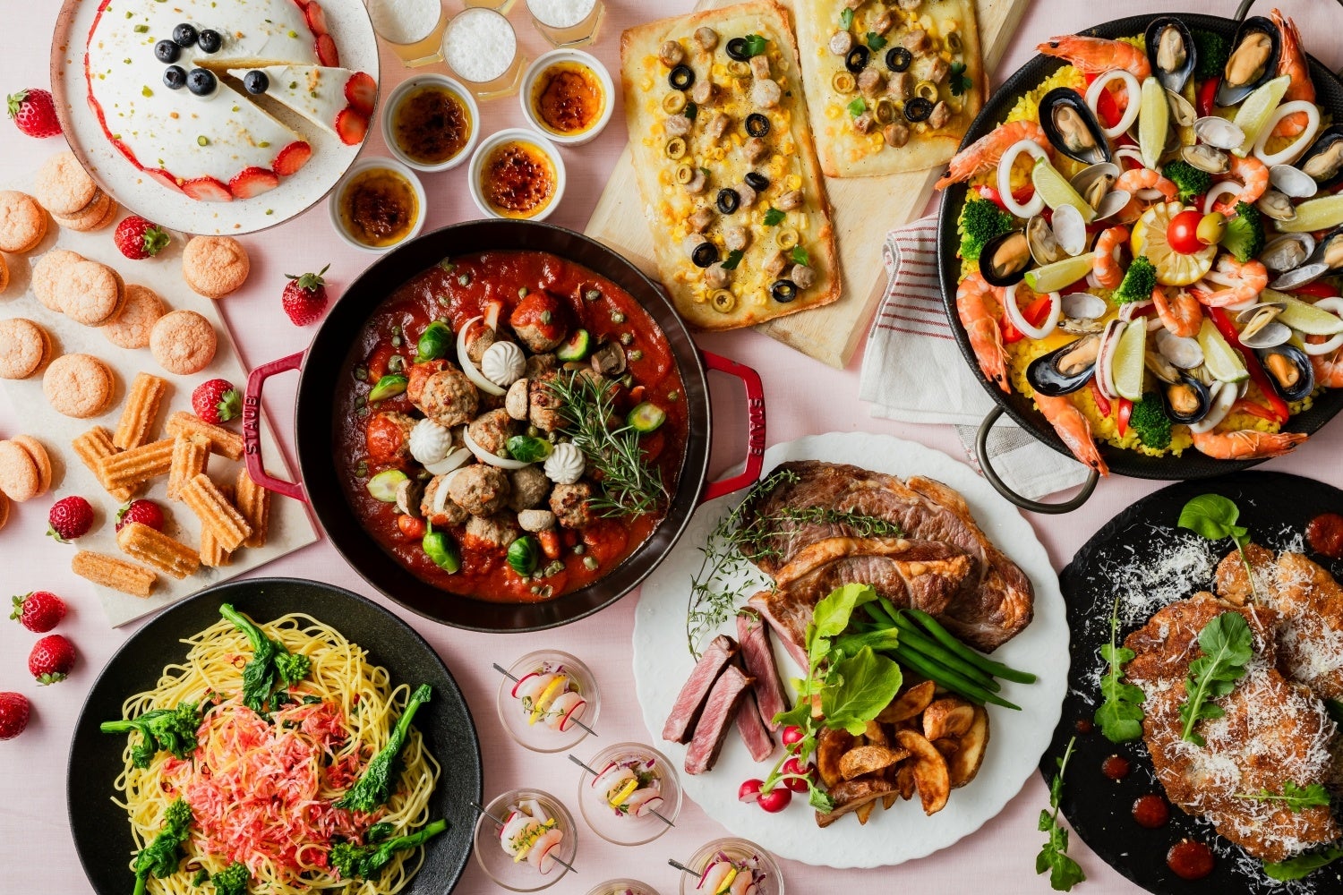 【ホテルグランヴィア広島】いちごのモンブラン＆ローストビーフがランチ限定で登場「旅するブッフェ イタリア＆スペイン」春の行楽シーズン到来！駅チカで楽しむ 陽気と情熱の味