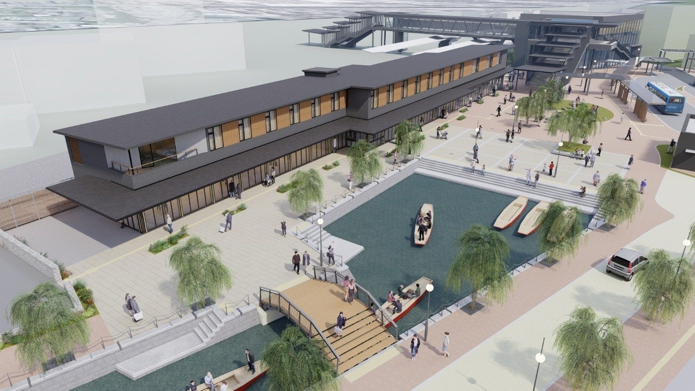 〈福岡県・柳川市・西鉄で取り組む「西鉄柳川駅周辺整備事業」の一環〉西鉄柳川駅前「にぎわい交流施設」2027年6月オープン予定