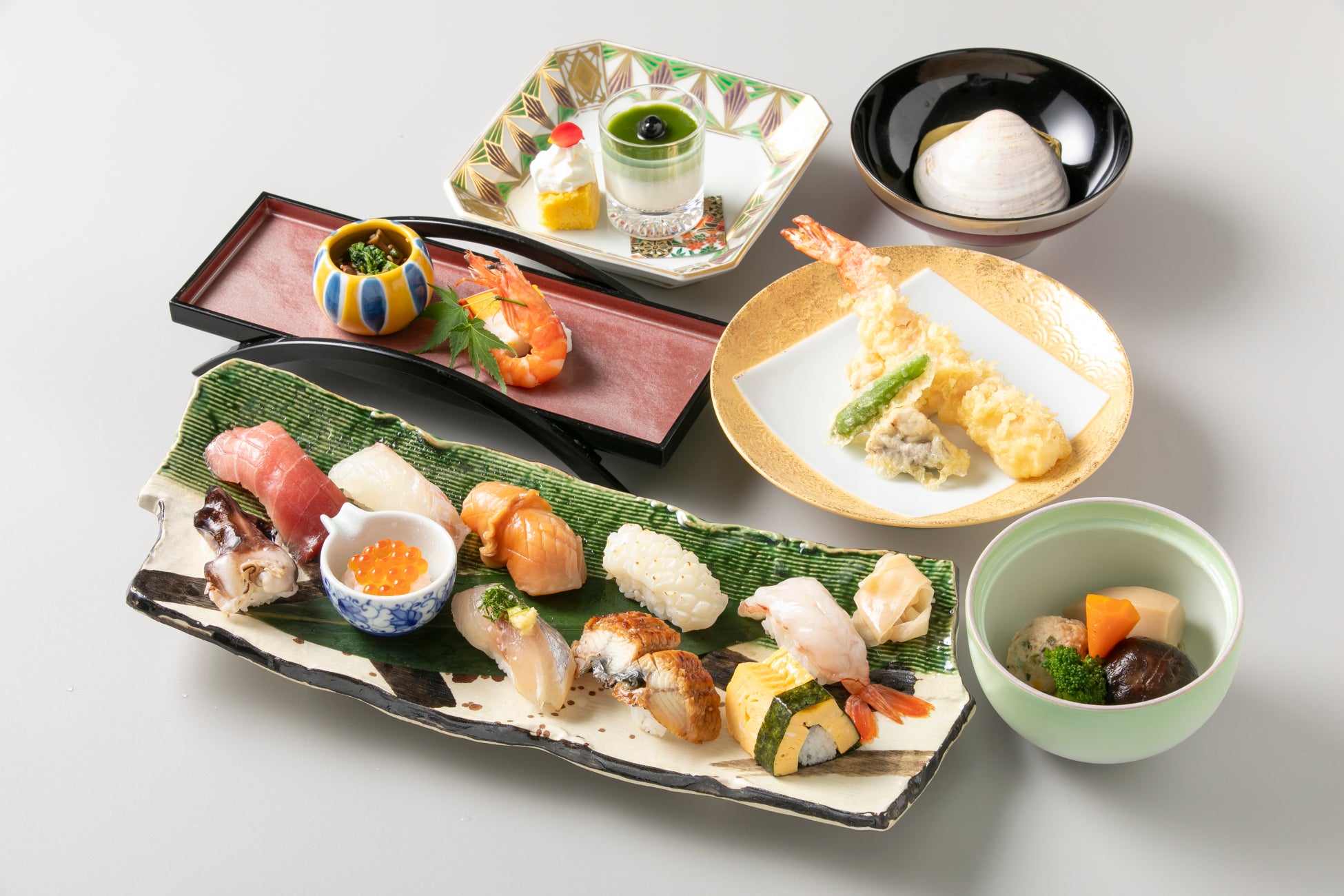 旬を味わう旬の前菜から天麩羅、握り寿司10貫まで。美食を堪能する特別宿泊プラン