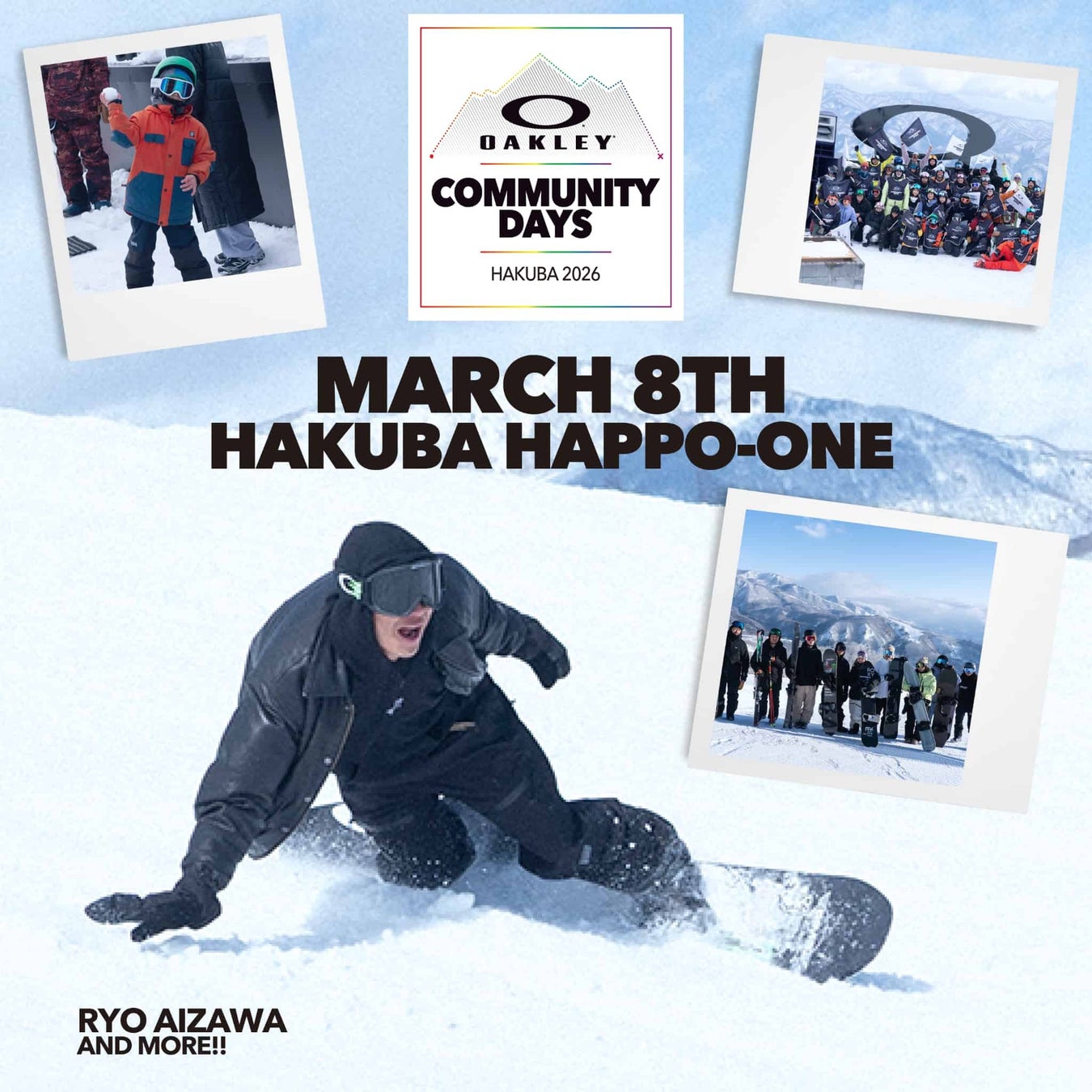 第3回目を迎える「OAKLEY COMMUNITY DAYS」 3月7日・8日開催 雪山カルチャーをつなぐ、特別な2日間を 白馬八方尾根スキー場にて