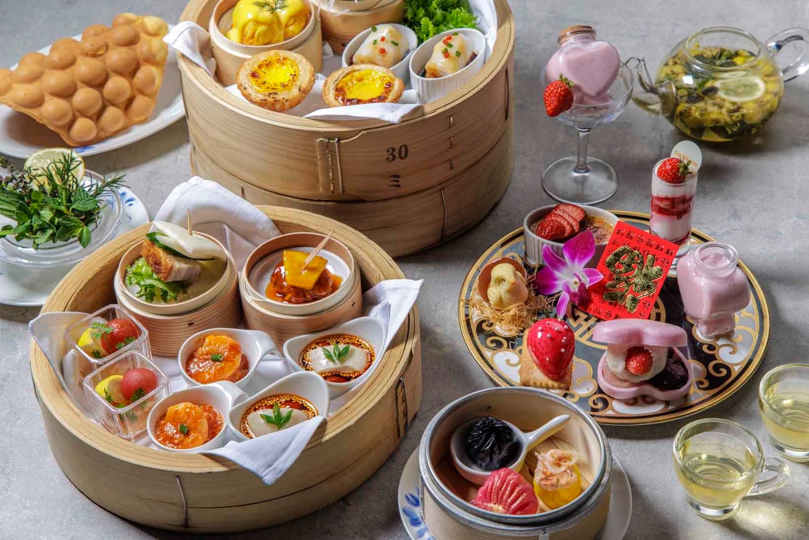 【ウェスティンホテル東京】新メニュー広東料理 龍天門 初の「飲茶アフタヌーンティー」を開始 春の訪れを感じる全19種類の本格点心や香港スイーツなどが集結