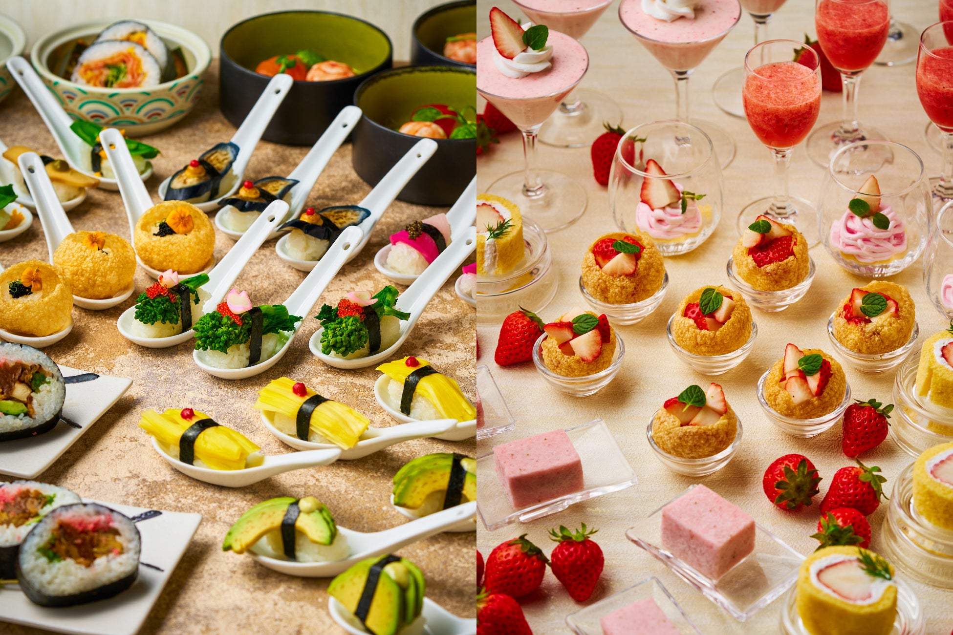 彩り豊かなスシと旬のイチゴスイーツで味わう春。春の味覚が織りなす特別なひとときを