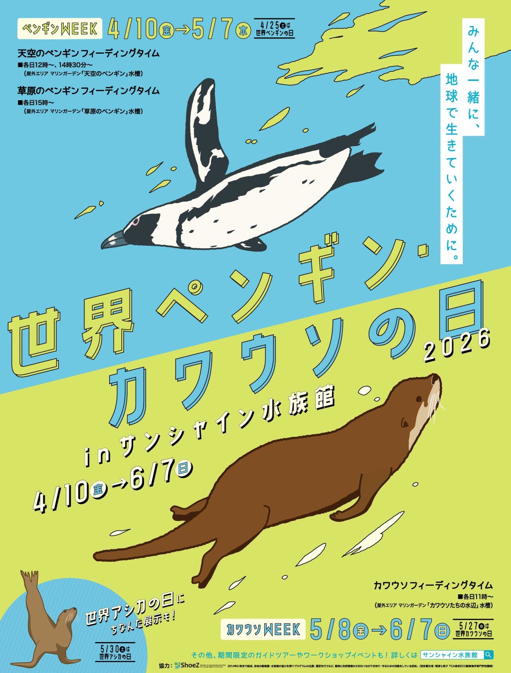 「ペンギンの臭い体験」が初登場！毎年恒例「カワウソの臭い体験」もバージョンアップ！『世界ペンギン・カワウソの日2026 in サンシャイン水族館』*4月10日（金）~6月7日（日）*