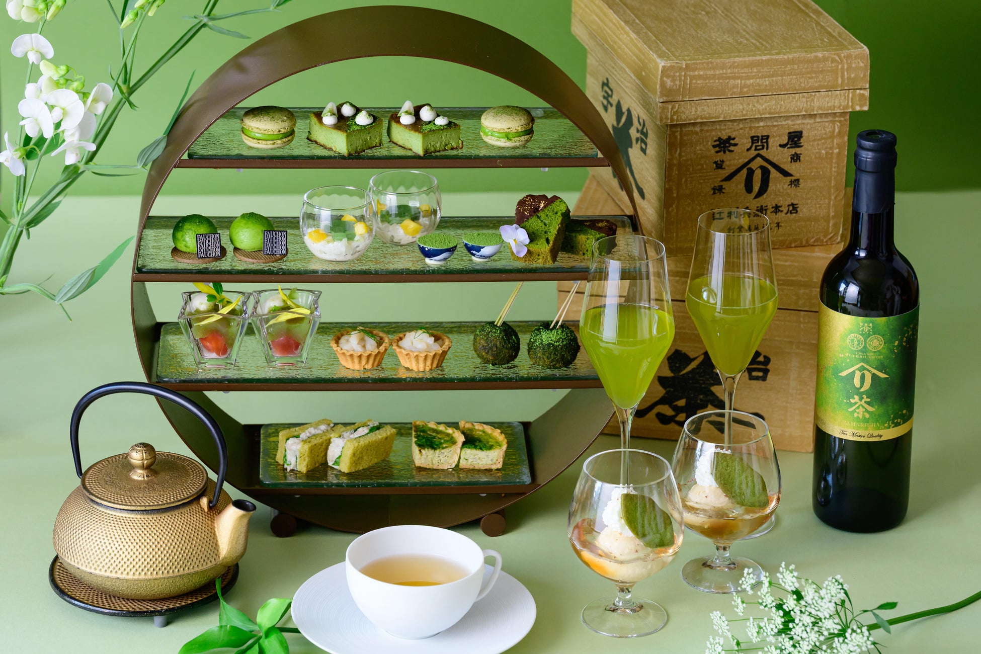 辻利兵衛本店とフォションホテル京都によるコラボ抹茶アフタヌーンティー“FAUCHON Meets Matcha”第2弾が4月27日(月)から提供開始。レストランでは抹茶ペアリングディナーイベント開催。