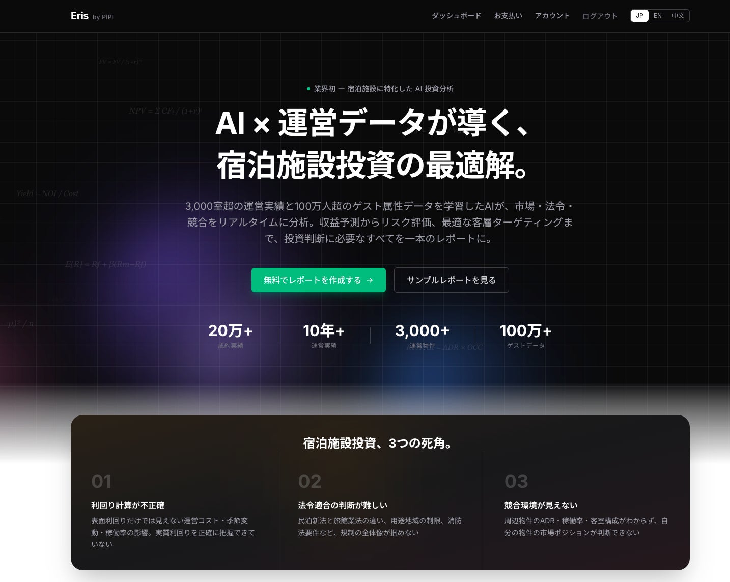 PIPI、宿泊施設投資向けAI評価ツール「ERIS」を公開