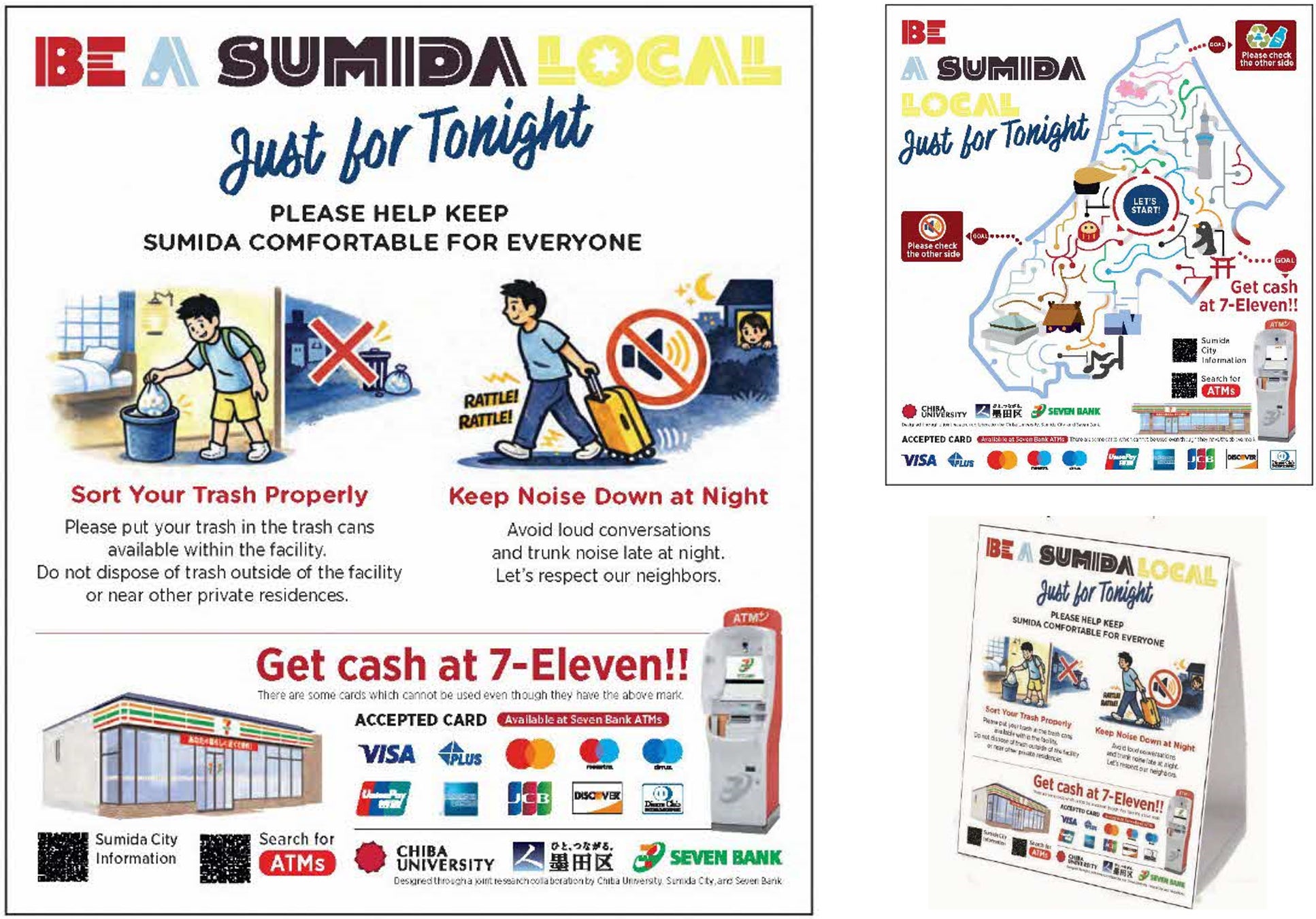 民泊課題を公民学連携で解決へ！墨田区・千葉大学・セブン銀行が外国人観光客向け卓上POPを制作！