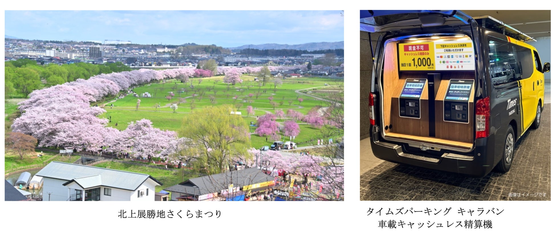 北上展勝地さくらまつり実行委員会・タイムズ２４　岩手県北上市「北上展勝地さくらまつり」の駐車場運営に「タイムズパーキング キャラバン」を初導入