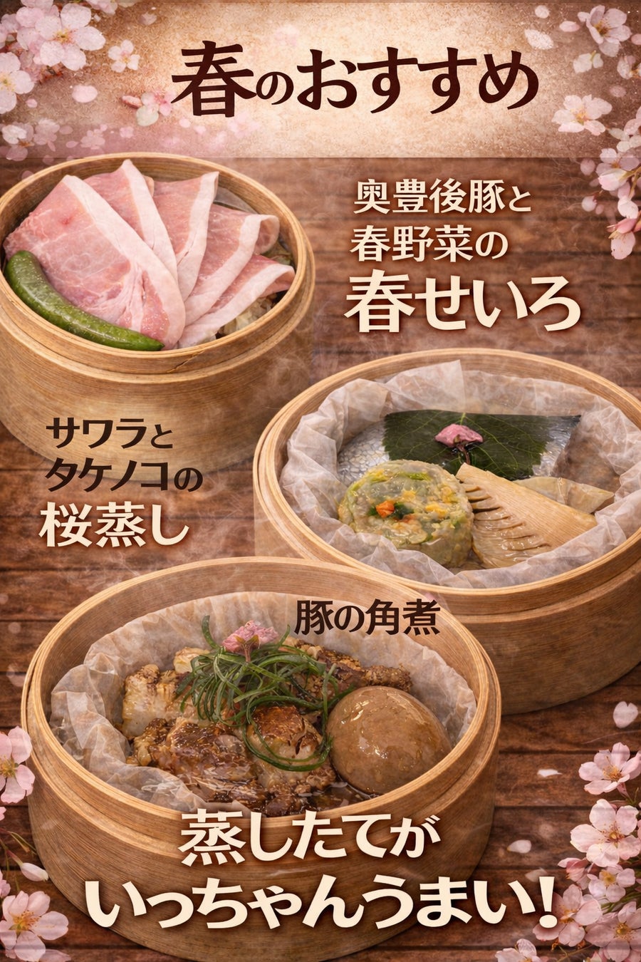「今しか食えん！」別府・蒸汎景で“旬せいろ”解禁　湯けむりと味わう季節のごちそう
