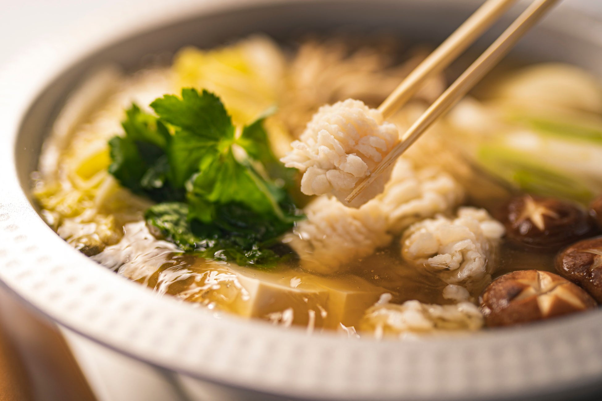 島の恵みで、夏を味わう。ラグジュアリーヴィラ「GRAND CHARIOT 北斗七星135°」『淡路黄金鱧のすき鍋コース』6月～8月限定で提供