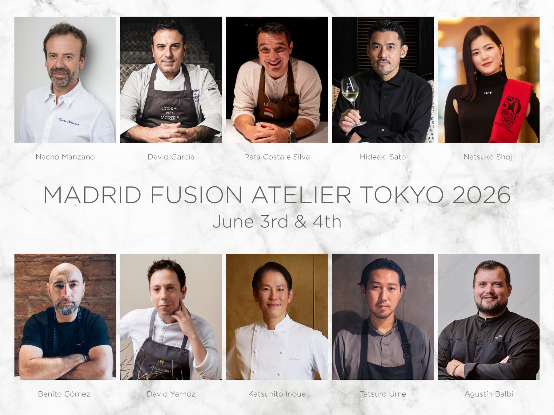【JWマリオット・ホテル東京】世界最高峰ミシュランシェフが集結スペイン発 二夜限定美食の祭典・ガラディナー「マドリード・フュージョン・アトリエ東京2026」開催