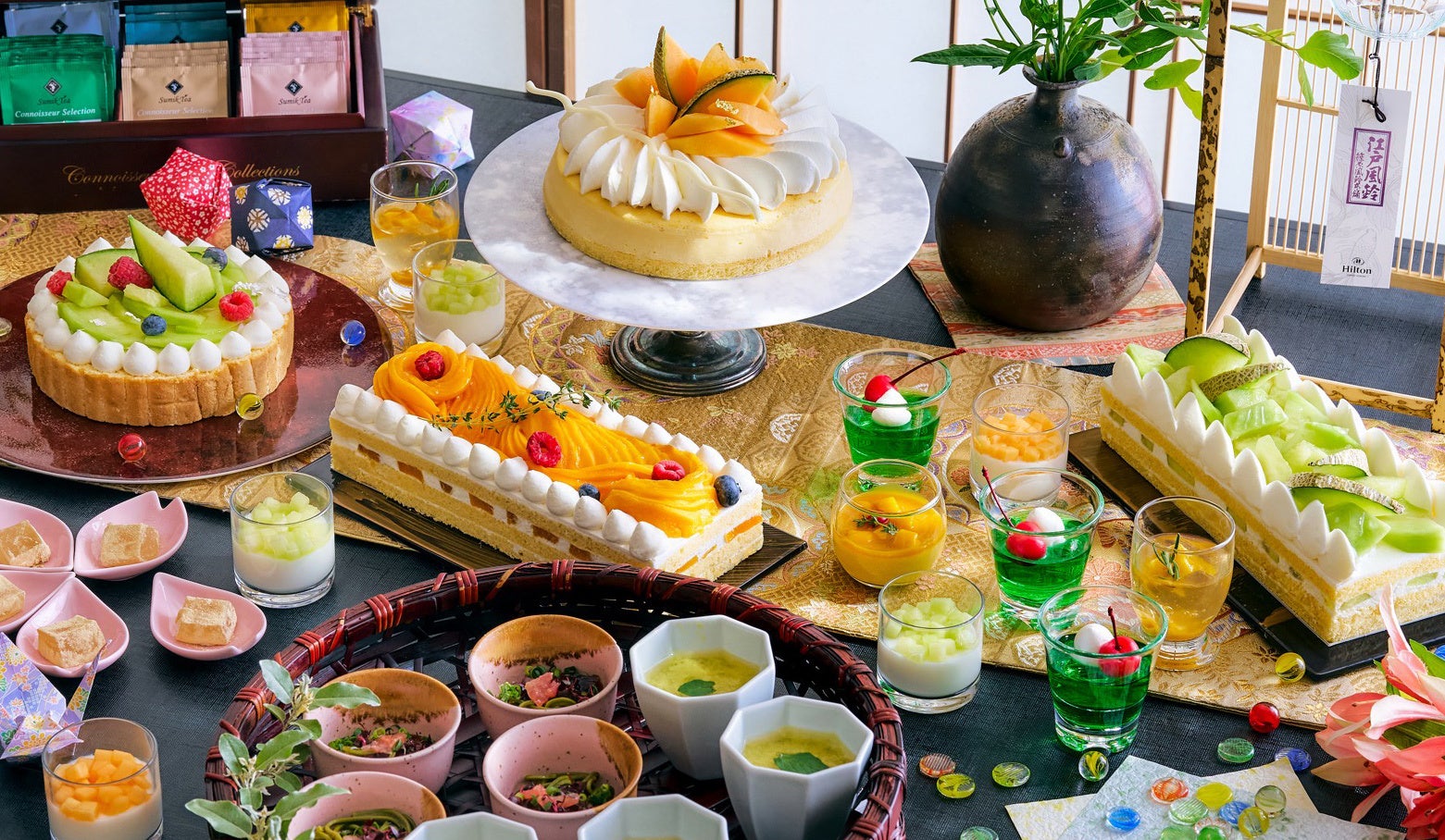 【ヒルトン東京お台場】「日本料理さくら」で味わう初夏のスイーツ　「和×メロン＆マンゴー デザートビュッフェ」開催　～日本庭園の新緑と東京湾を望む空間で～