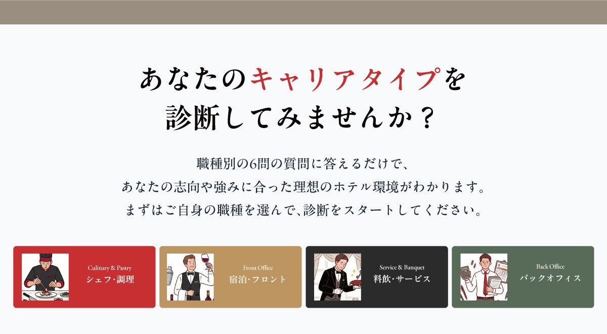 ホテル専門の適職診断ツール「Hotelect キャリア診断」を公開