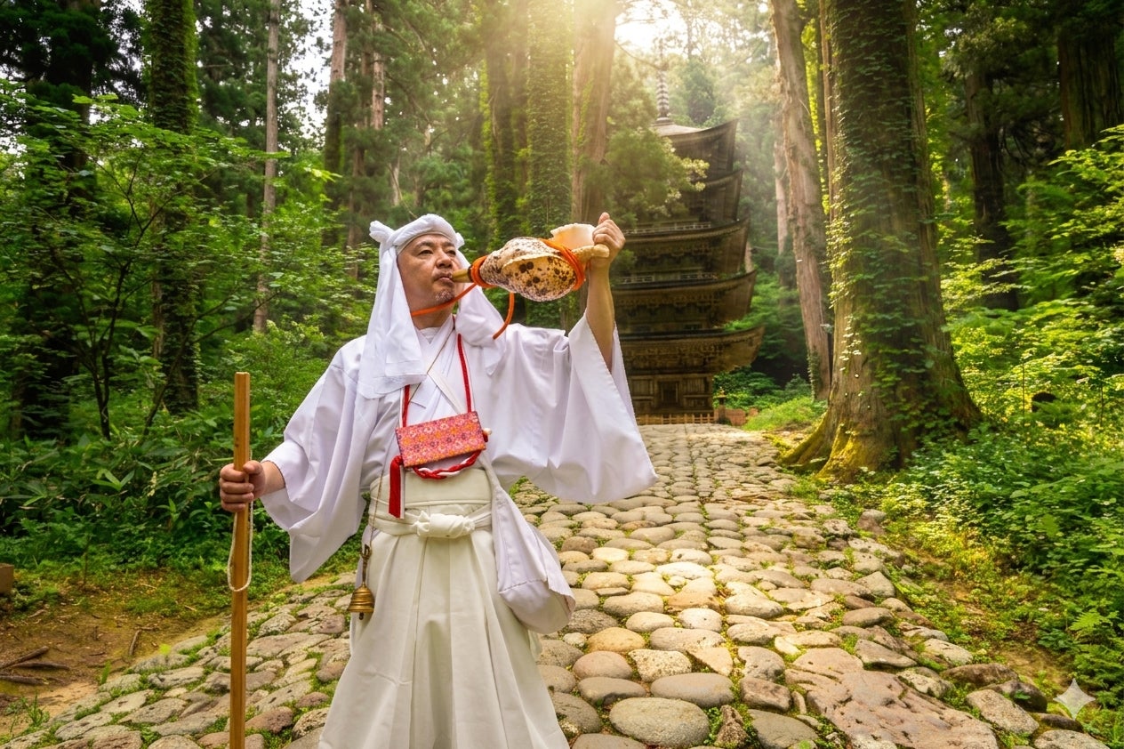 観光では味わえない出羽三山へ、現役山伏が案内する特別巡礼プログラム「天童温泉から始まる、山伏と歩く羽黒山巡礼」を販売開始