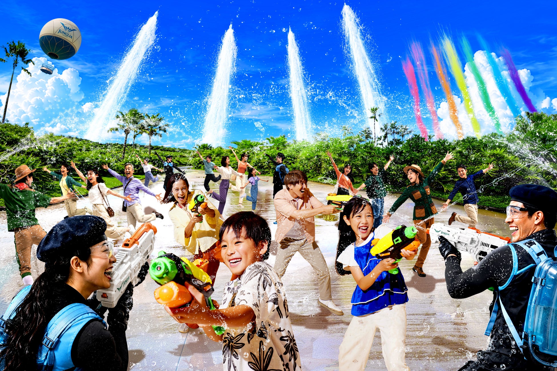 ジャングリア沖縄、一周年アニバーサリープログラム　第五弾　夏のジャングリアは、濡れたもん勝ち！　沖縄の夏を涼しく超爽快に楽しもう！一周年記念「夏のびしょ濡れ大作戦」始動！