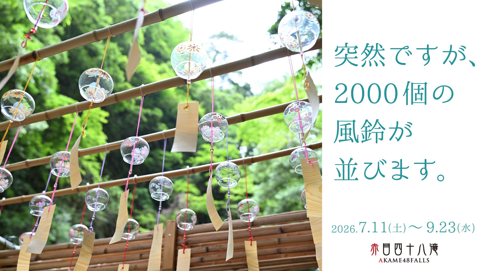 突然現れた2,000個の風鈴？！自然渓谷×風鈴による究極の清涼体験スポットが三重県名張市に