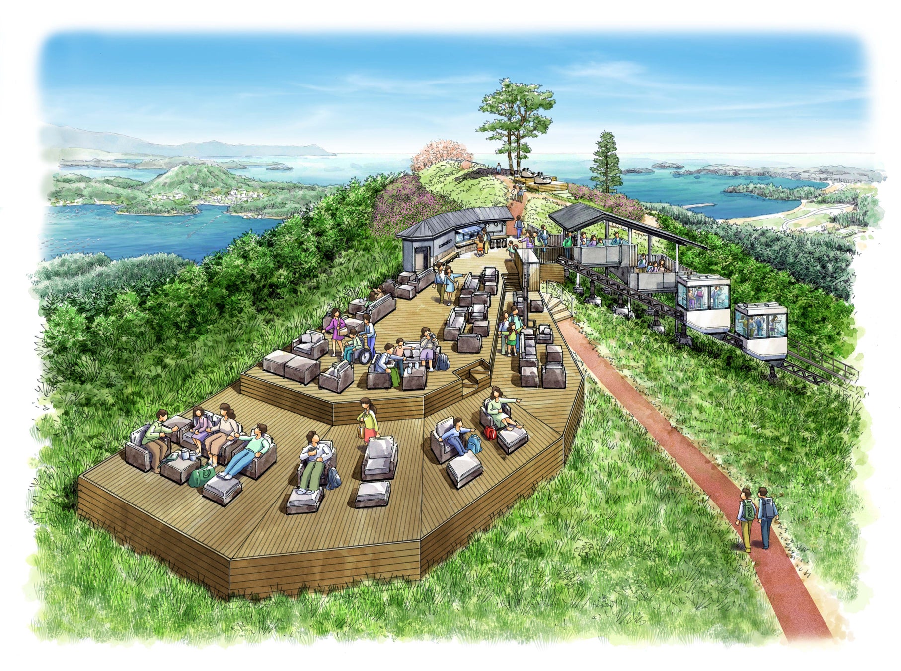 気仙沼大島に新たな観光シンボル誕生　「亀山テラス360°-Kesennuma Oshima-」7月19日オープン　休暇村気仙沼大島ではランチ・送迎付きの「大島の休日プラン」を販売