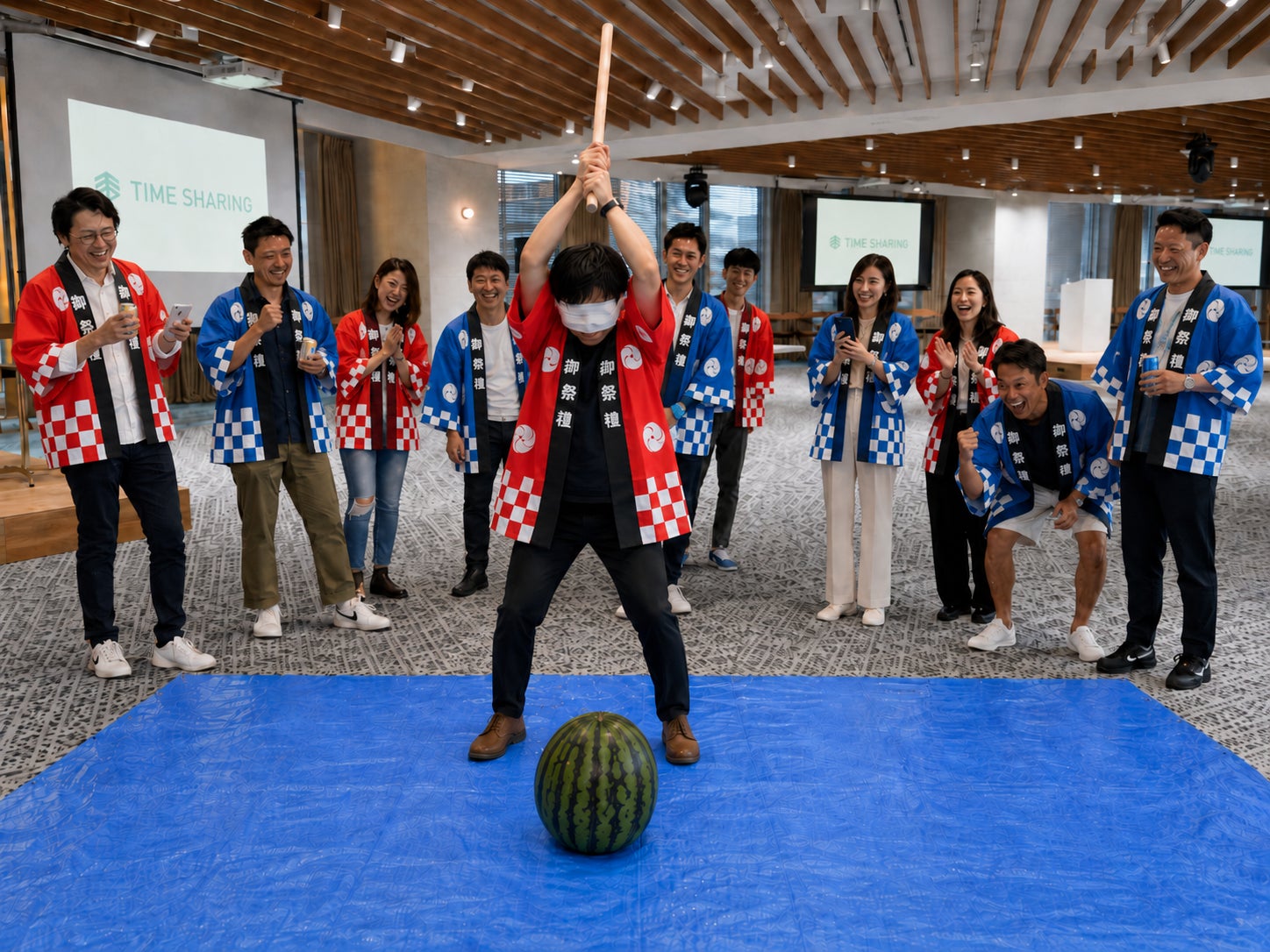 猛暑の夏 社内イベントも屋内へグレイドパークで夏祭り気分を味わえる「スイカ割りセット」を提供開始