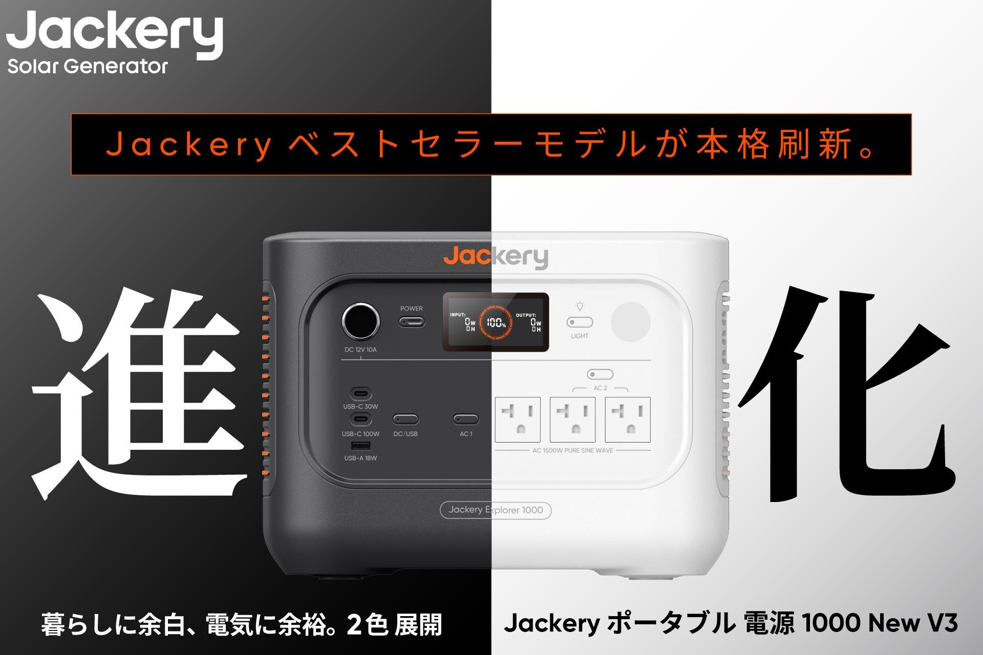 Jackery（ジャクリ）、累計販売台数No.1シリーズの最上位モデル「Jackery ポータブル電源 1000 New」が2年ぶりに進化。本日7月24日(金)より発売