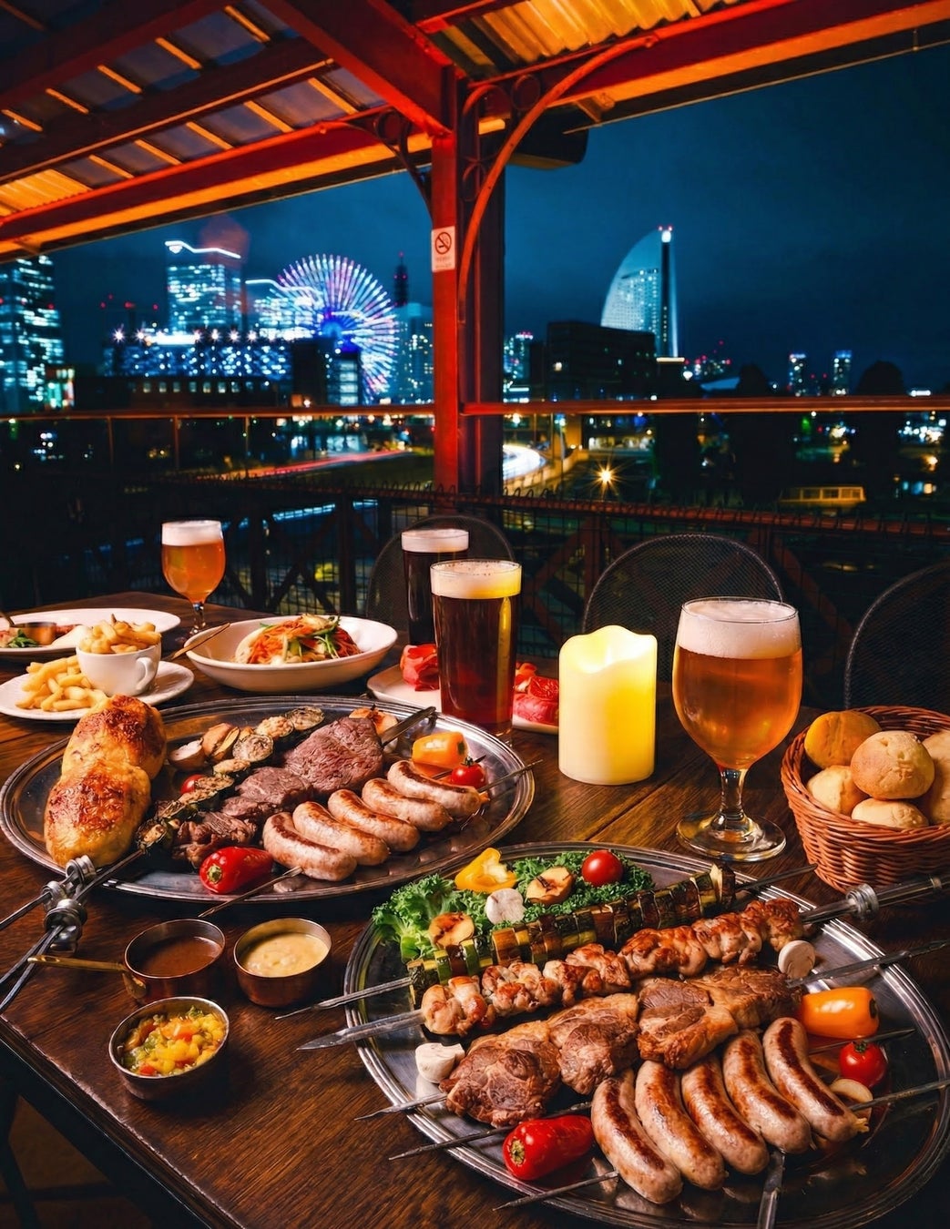 【みなとみらいの夜景をテラスで愉しむ】横浜赤レンガ倉庫BUTCHER REPUBLIC 横浜赤レンガ シュラスコBBQ & BEERにて8月24日限定の花火観賞＆本格シュラスコ食べ放題プランを販売！