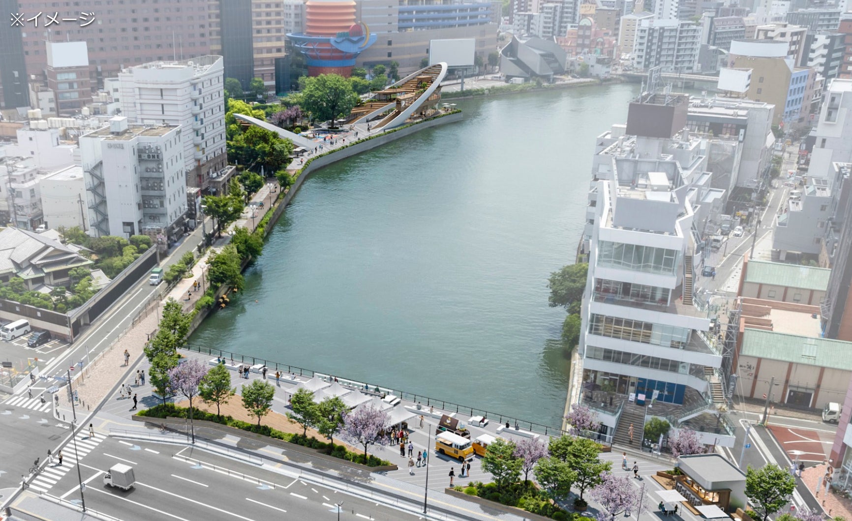 天神と博多をつなぐ水辺に新たな都市観光拠点が誕生 清流公園 北側・橋上エリア　9月11日(金)供用開始