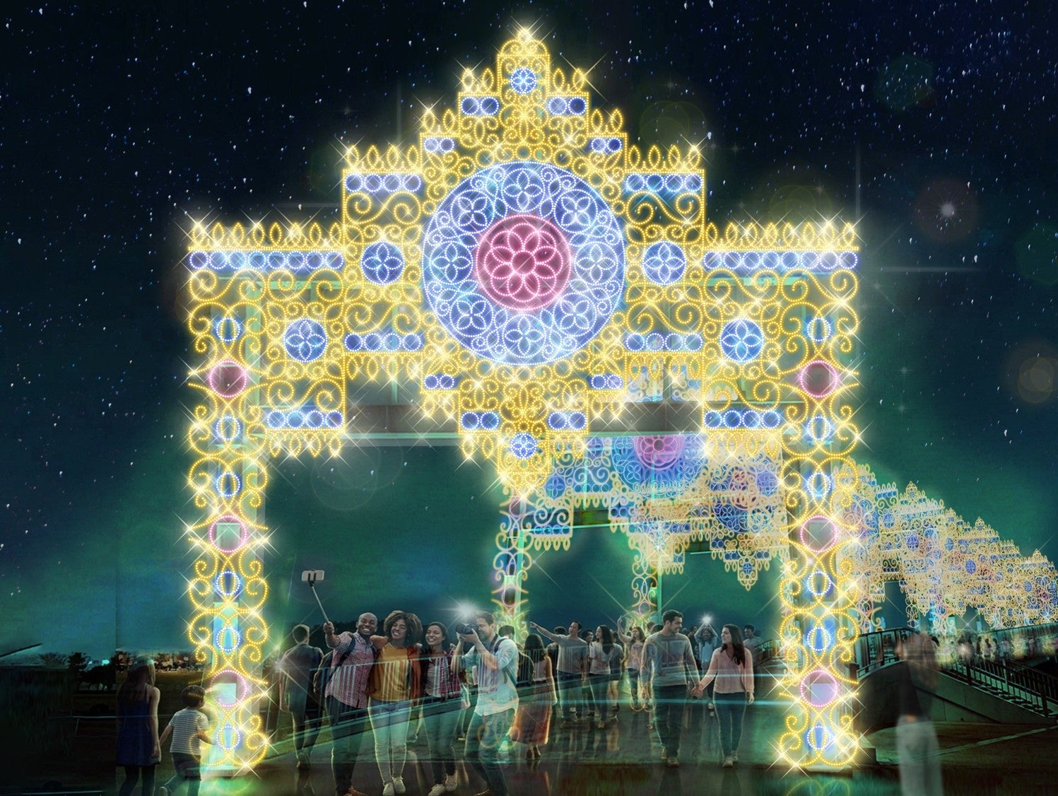 ～海底から浮上した奇跡の神殿～　新イルミネーション「神秘のシャイニングアーチ」