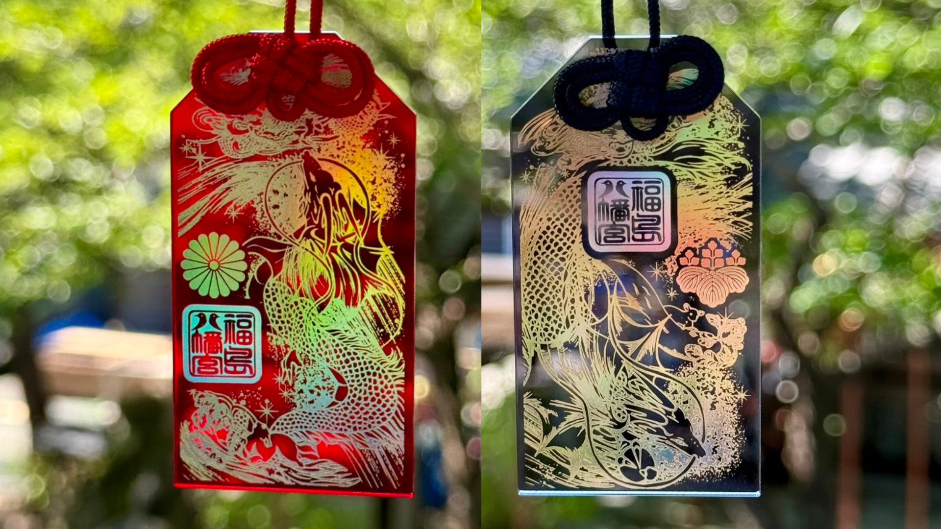 福島八幡宮、社殿彫刻をモチーフにした新授与品「翼竜お守り 阿吽」を頒布