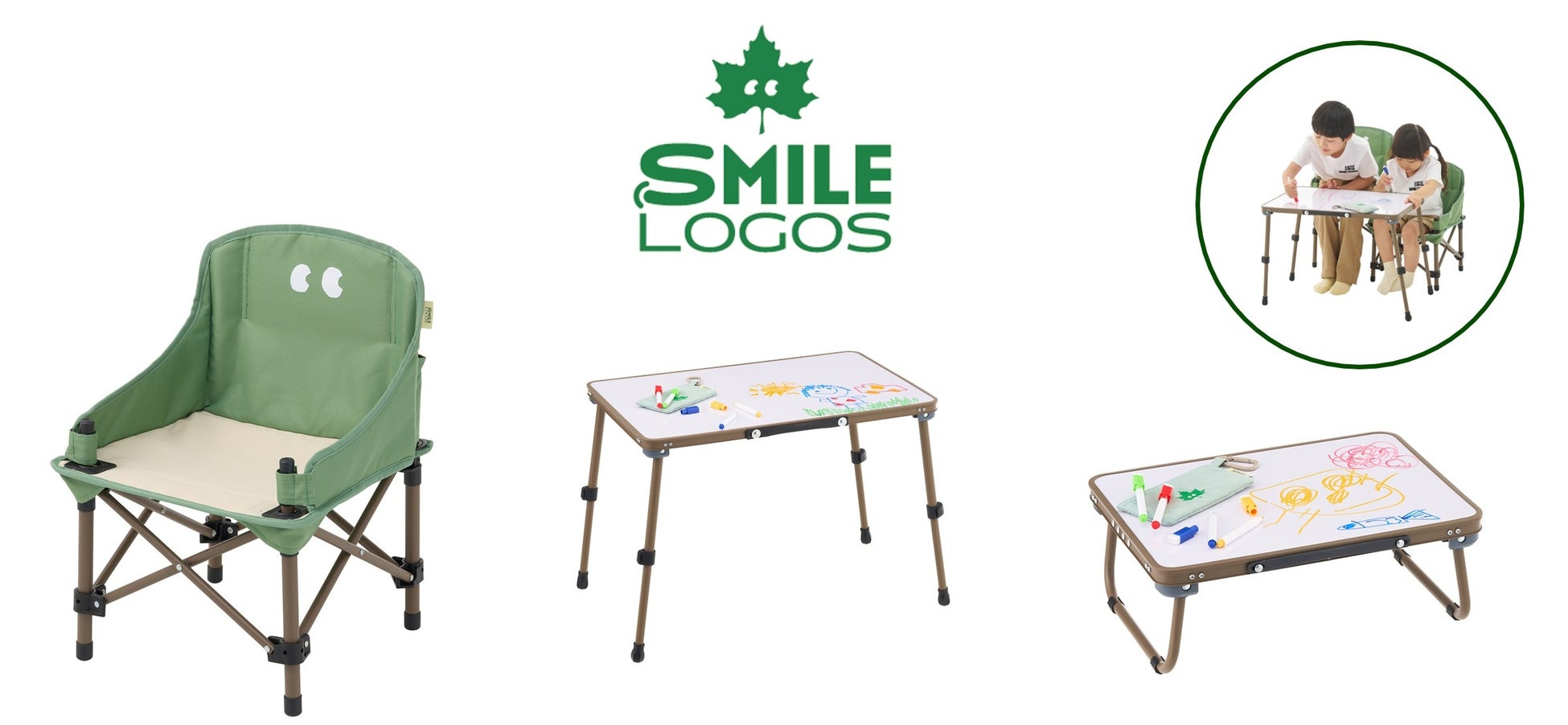 Smile LOGOSからキッズギア3種が新登場！成長に合わせて高さが選べるチェア＆何度でも書ける「らくがきテーブル」新発売！