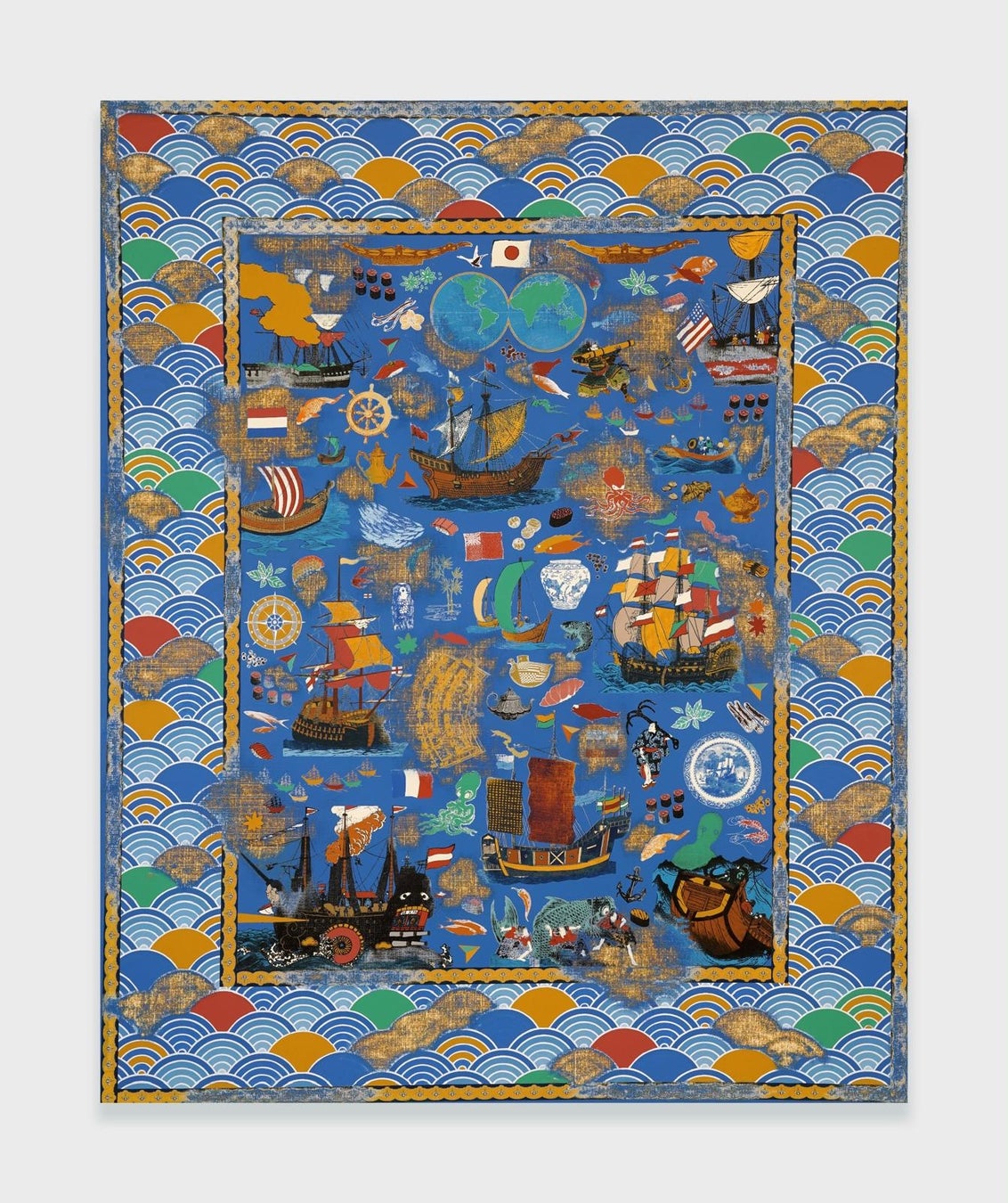 絨毯の上で、南蛮船と飛行機が時代を越えて交差する | コア・ポア個展「Points of Entry」をKOTARO NUKAGA（六本木）で開催